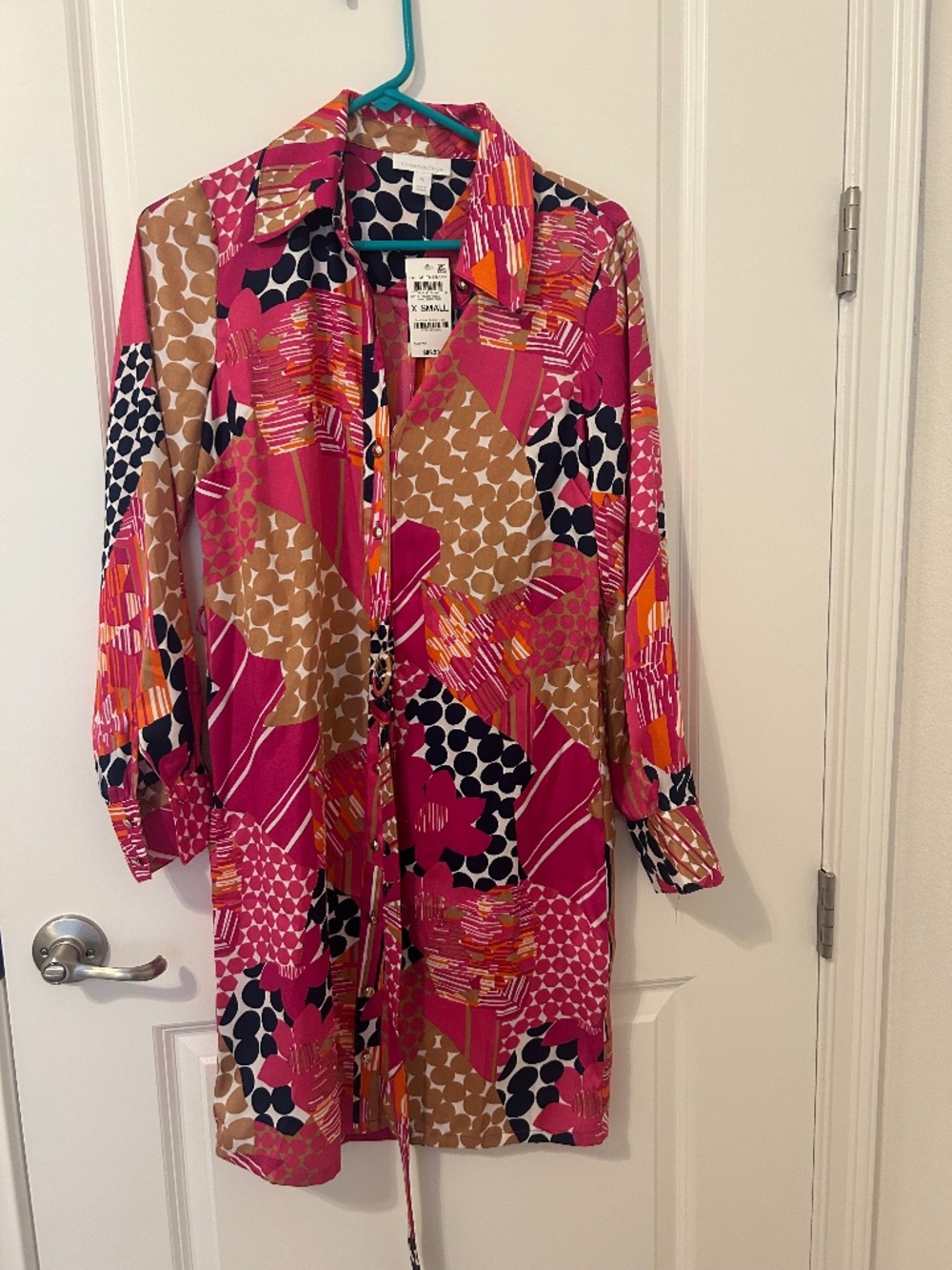 Charter Club multi colored button down belted dress